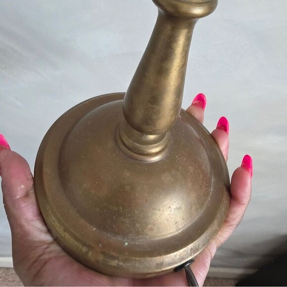 Vintage Brass And Glass Gooseneck Table Lamp/Decorative Nightstand French 16x11 - Picture 8 of 12